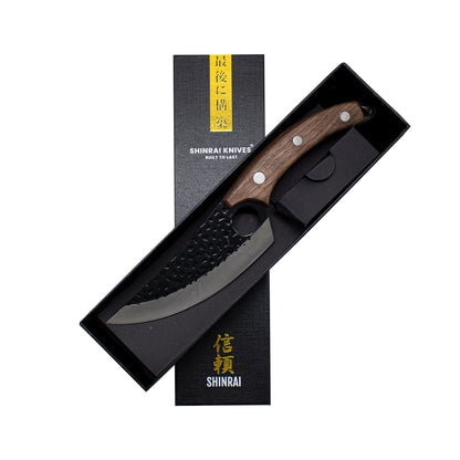 Shinrai Knives - Stainless Steel Gladiator Chef's Knife with Holster - Brown