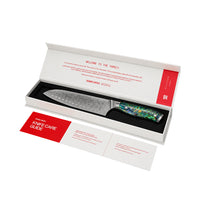 Shinrai Knives - Mother of Pearl Jewels Damascus Santoku knife 18 cm