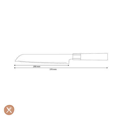 Shinrai Knives - Kurayami Damascus Bread Knife 20 cm