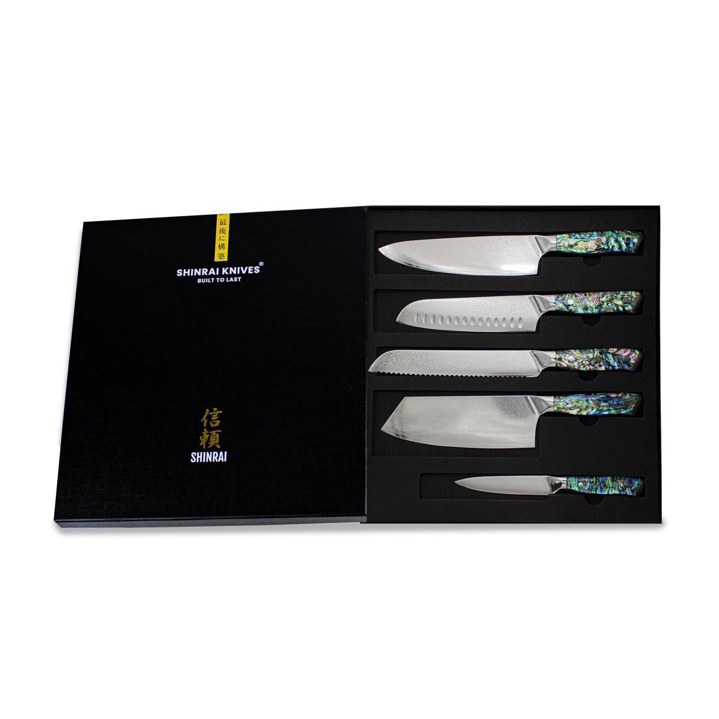 Shinrai Knives - Mother of Pearl Jewels Series 5-piece Damascus Knife Set