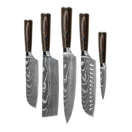 Shinrai Knives - Damascus Print 5-piece Knife Set