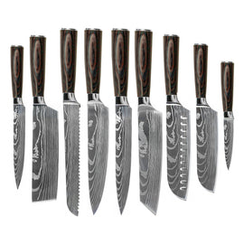 Shinrai Knives - Damascus Print 9-piece Knife Set