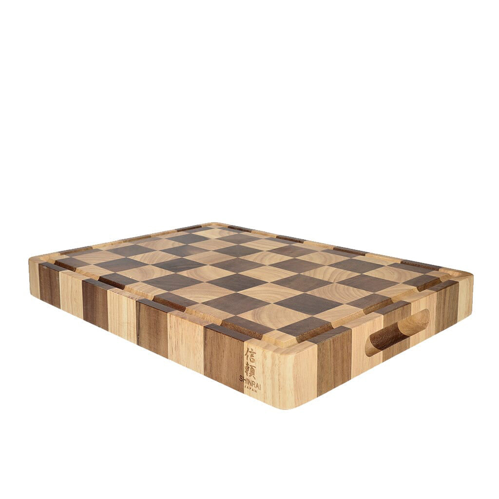 Shinrai Japan - Planche à découper d&#39;échecs en bois d&#39;acacia - 40 x 30 x 4,5 cm