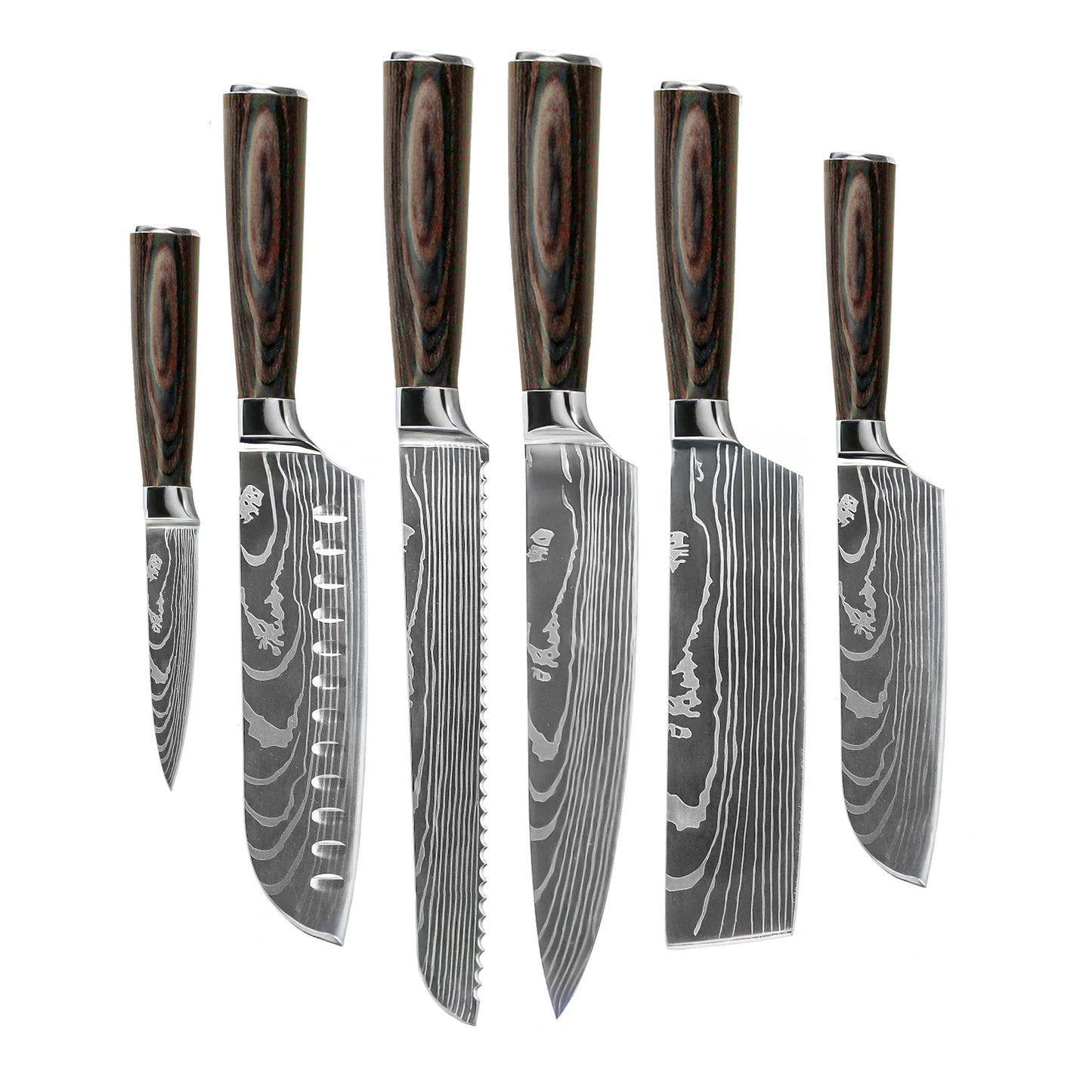 Shinrai Knives - Damascus Print set de couteaux 6 pièces