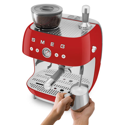 Smeg - Espresso Machine | Red | 1950s | Manual espresso machine with integrated bean grinder