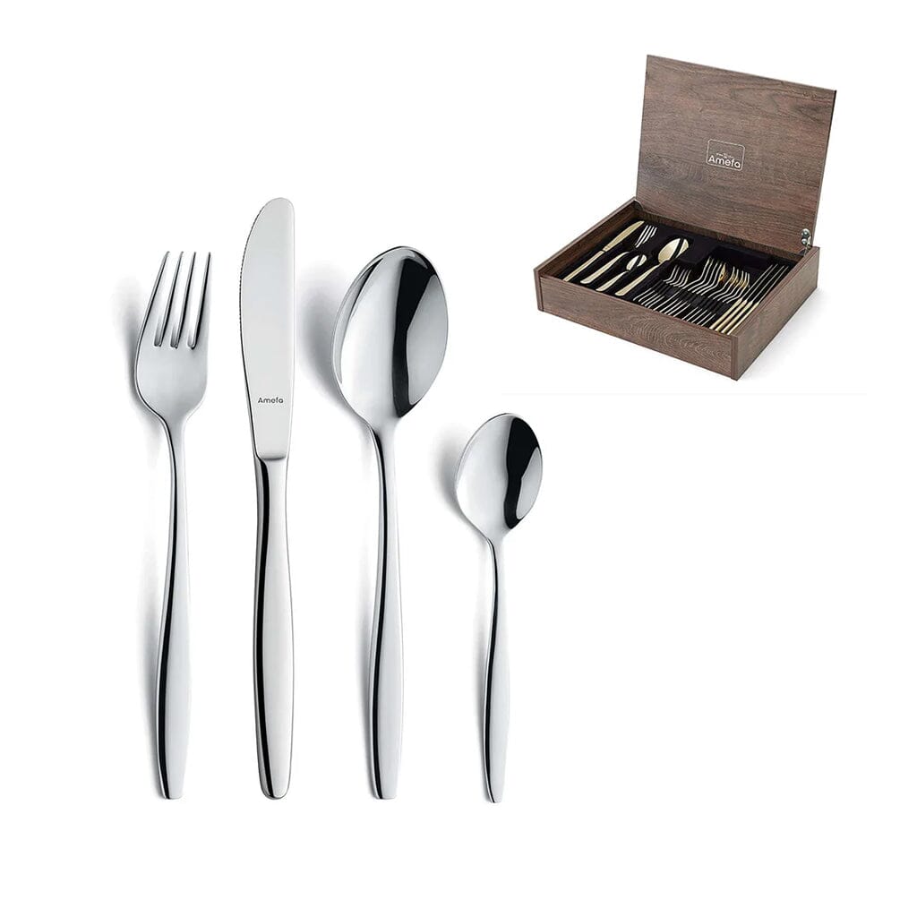 Amefa - Florence 24-delige Bestekset in Luxe Houten Kist - Zilver Bestekset Amefa 