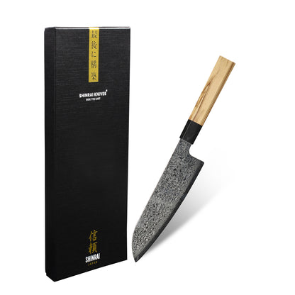 Shinrai Japan - Takumi Kaza Damascus Santoku knife 18 cm