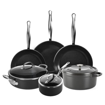 GreenPan - Barcelona Pro XXL 8-delige Pannenset 18/20/28/30/28/28 cm - steelpan met deksel + 2 koekenpannen + stoofpan met deksel + wokpan + braadpan Pannenset GreenPan 