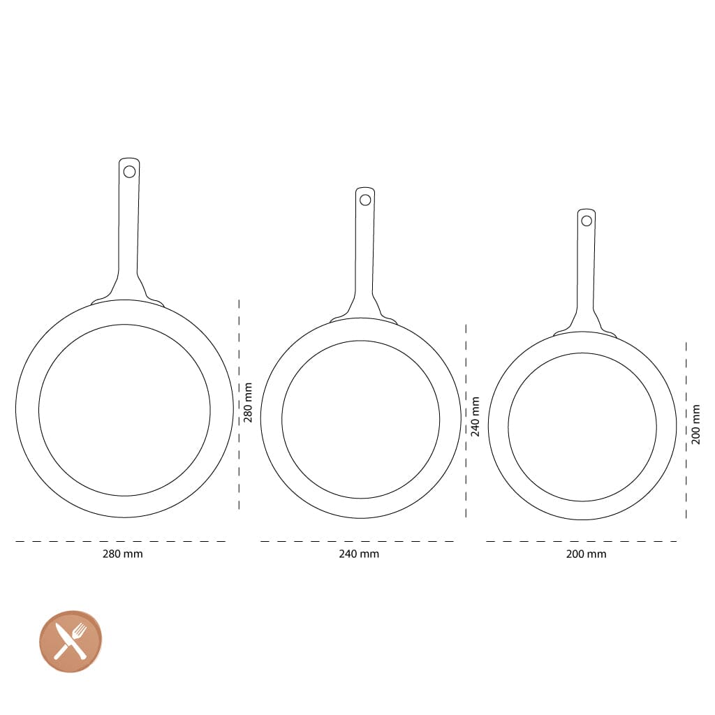 GreenPan - Terra 3-delige pannenset met keramische antiaanbaklaag 20/24/28 cm Pannenset GreenPan 