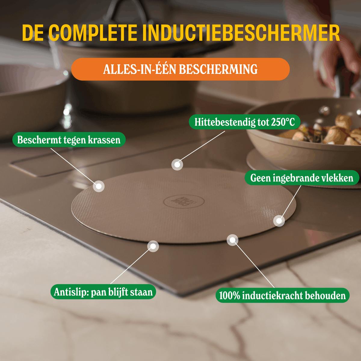 Cook & Pan - Taupe of Mind Induction Hob Protector Set - 4 Pack