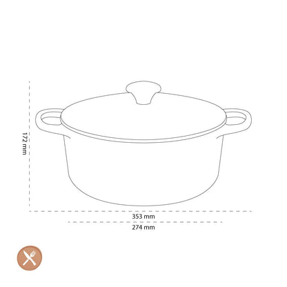 Le Creuset - Braadpan Signature rond Mat Zwart 26cm 5,3l (zwart interieur) Le Creuset 