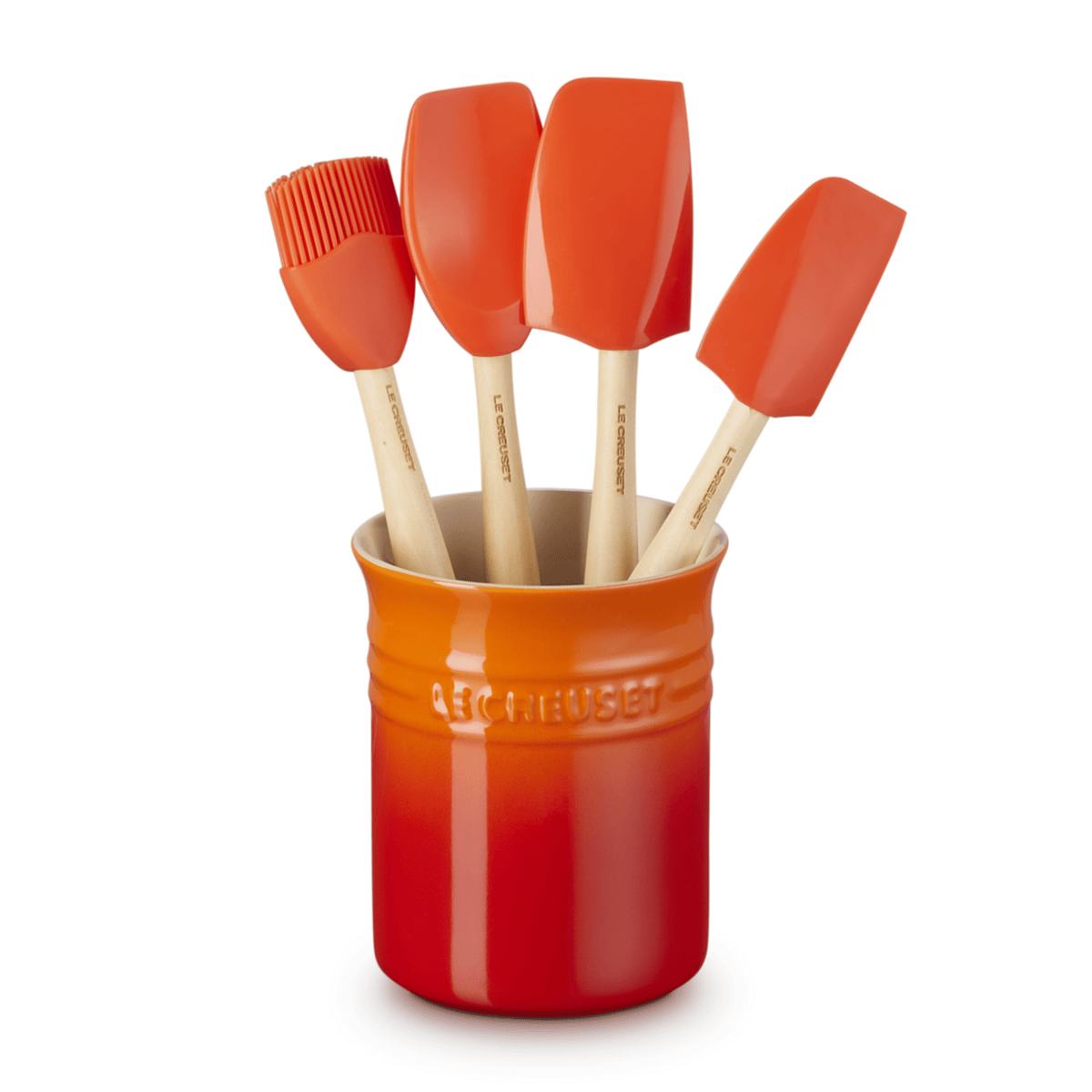 Le Creuset - Geschenkset met Spatelpot in Aardewerk en 4 Premium Spatels Spatelset Le Creuset 