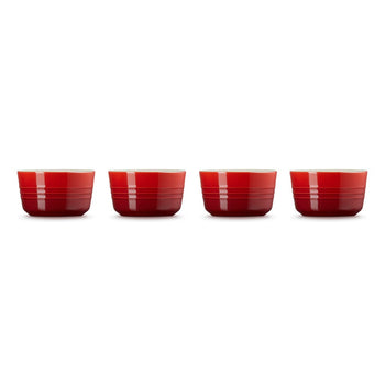 Le Creuset - Set van 4 Mini-Ramekins Kersenrood 7,8cm 0,1l Schalen Le Creuset 