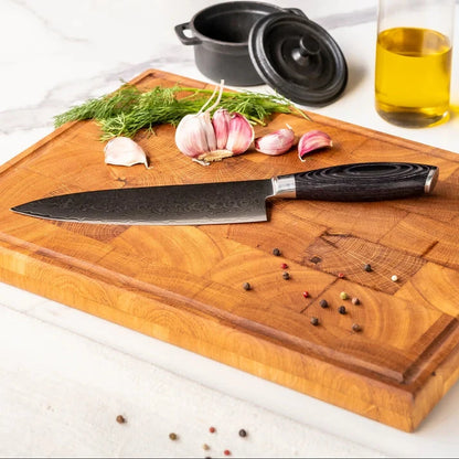 Shinrai Knives - Damast Pakka Wood 2-delige Messenset - Koksmes + Santoku mes Messenset Shinrai Knives 