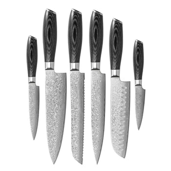 Shinrai Knives - Damast Pakka Wood 6-delige Messenset Messenset Shinrai Knives 