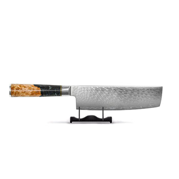 Shinrai Knives - Epoxy Onyx Damascus Nakiri mes 18 cm Nakirimes Shinrai Knives 