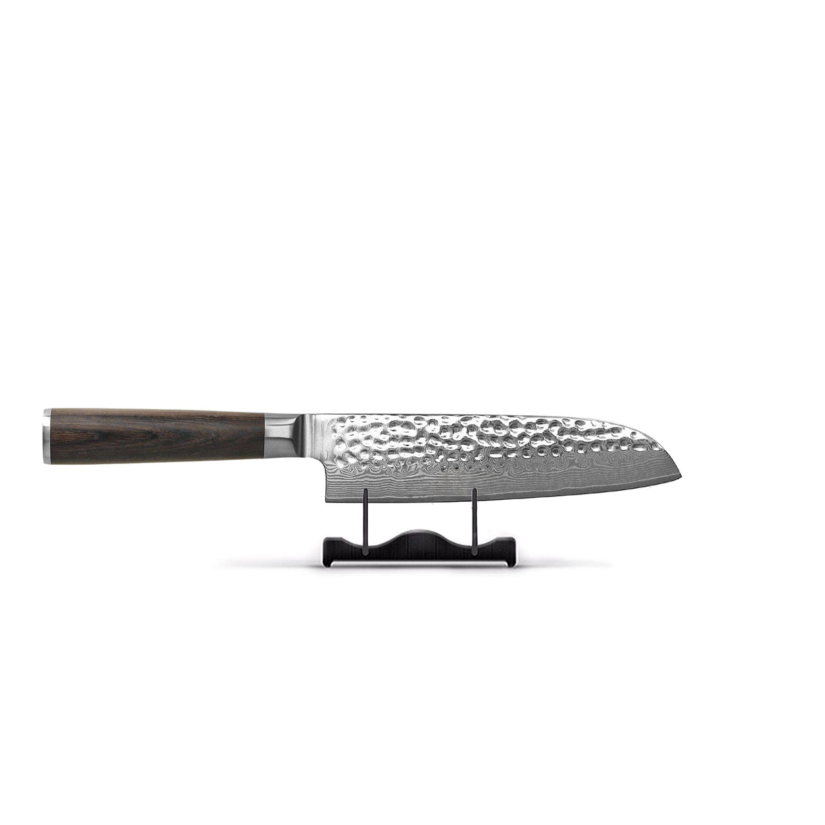 Shinrai Knives - Ensemble de 4 couteaux en damas martelé BR - Couteau de chef + Nakiri + Santoku + Couteau à pain