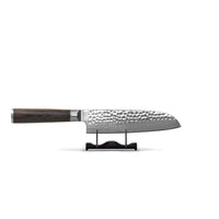Shinrai Knives - Ensemble de 4 couteaux en damas martelé BR - Couteau de chef + Nakiri + Santoku + Couteau à pain