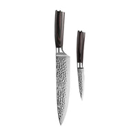 Shinrai Knives - Hammered RVS 2-delige Messenset - Koksmes + Schilmes Messenset Shinrai Knives 
