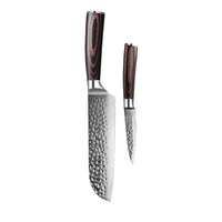 Shinrai Knives - Hammered RVS 2-delige Messenset - Santoku + Schilmes Messenset Shinrai Knives 
