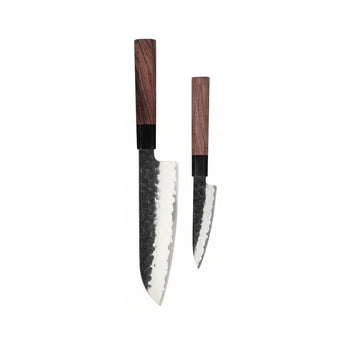 Shinrai Knives - Kurayami 2-delige Damascus Messenset - Santoku + Schilmes Messenset Shinrai Knives 