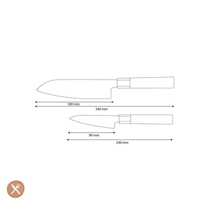 Shinrai Knives - Kurayami 2-delige Damascus Messenset - Santoku + Schilmes Messenset Shinrai Knives 