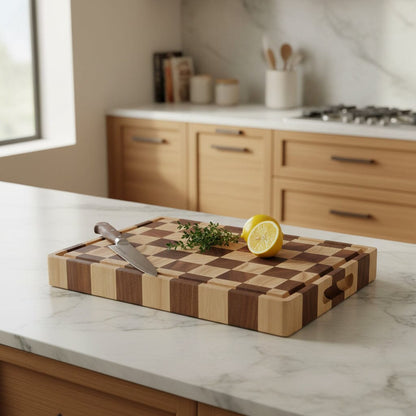 Shinrai Knives - Luxe Snijplank Schaak - Kopshout - Bundel Houten snijplank Shinrai Knives 