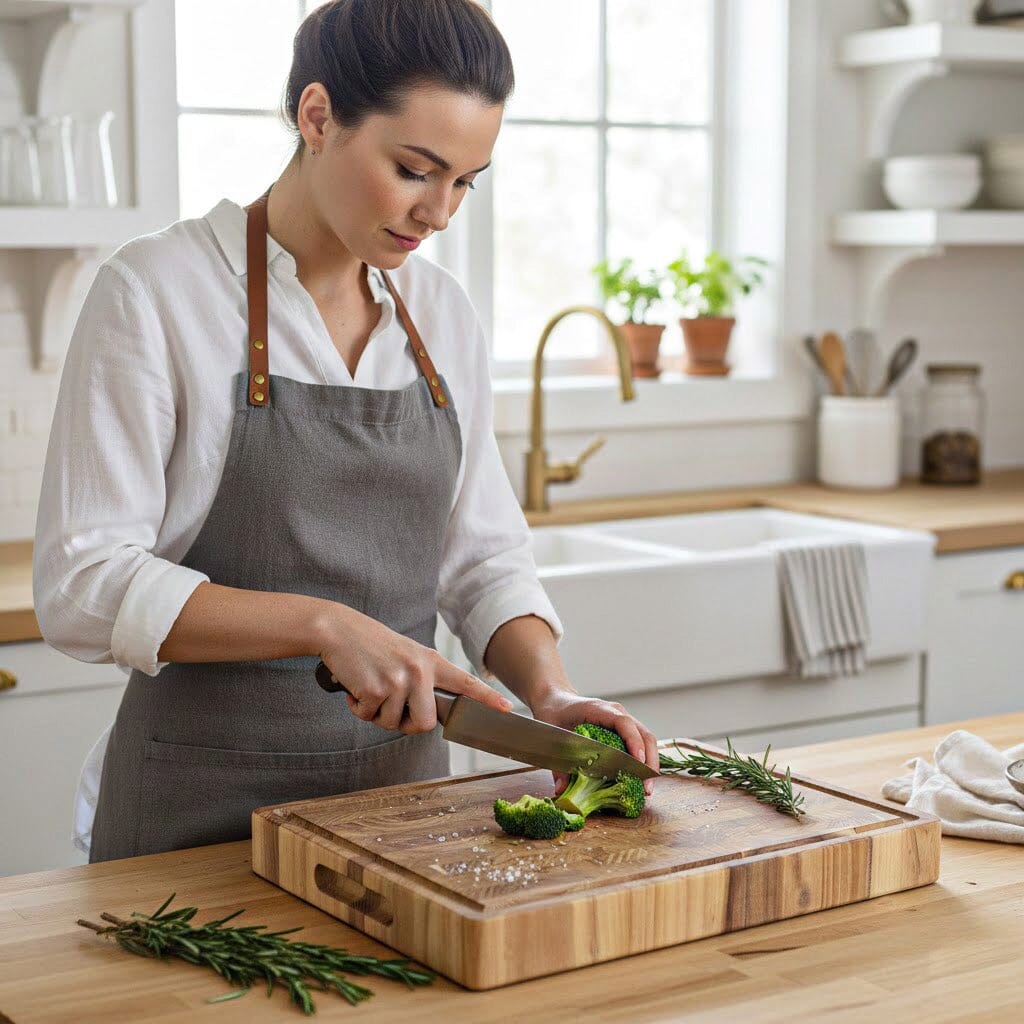 Shinrai Knives - Luxe Snijplank Teakhout - Kopshout - 40 x 30 x 4.5 cm Houten snijplank Shinrai Knives 