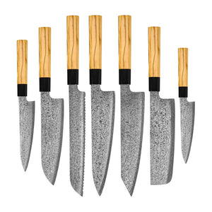 Couteaux Shinrai - Coffret de 7 couteaux damas Takumi Kaza