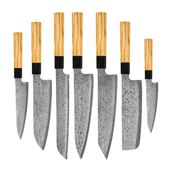 Shinrai Knives - Takumi Kaza 7-delige Damascus Messenset Messenset Shinrai Knives 
