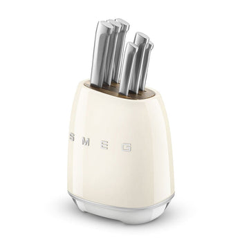 SMEG - Messenblok met 6 messen Creme Messenset met blok Smeg 