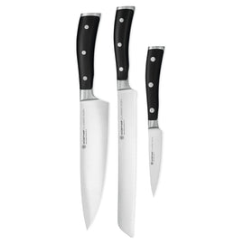 Wüsthof - Classic Ikon 3-delige Messenset - Koksmes + Broodmes + Officemes Messenset Wusthof 