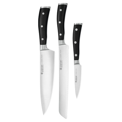 Wüsthof - Classic Ikon 3-delige Messenset - Koksmes + Broodmes + Officemes Messenset Wusthof 