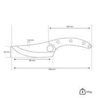 Hammered RVS Gladiator Series - Universeel Koksmes met holster Shinrai Japan 