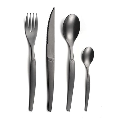 Lou Laguiole - 16-pc cutlery set in craft box - stonewash black PVD Bestekset Lou Laguiole 