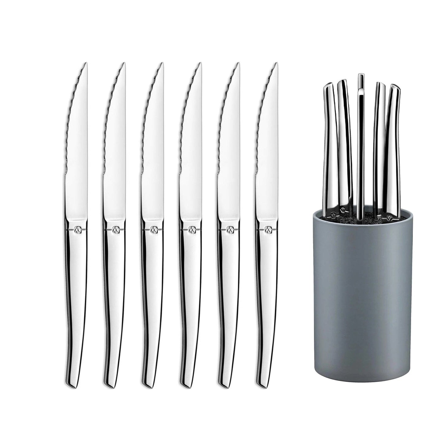 Lou Laguiole - 6-pc steak knives in grey block - mirror Steakmes Lou Laguiole 