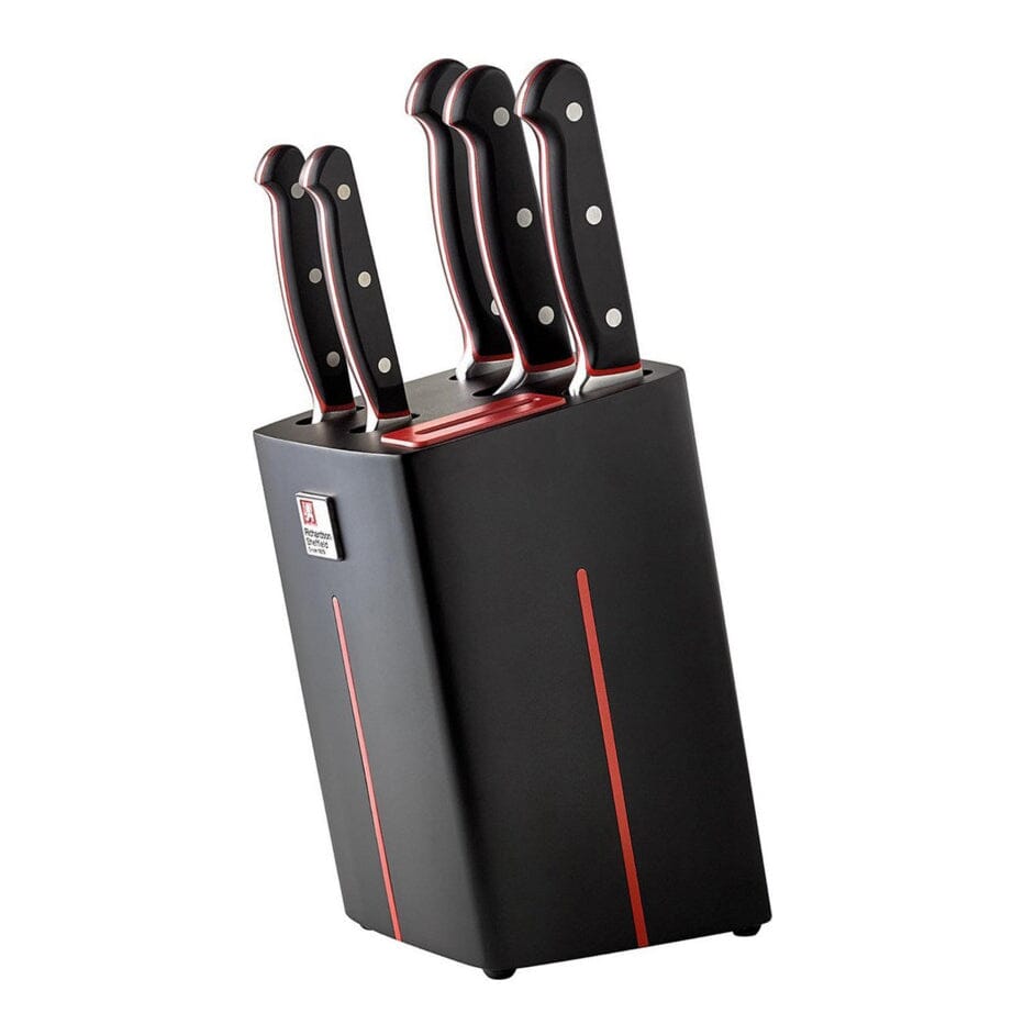 Richardson Cheffield - Velocity 5 pc knife block with sharpener - black Messenset met blok Richardson Sheffield 